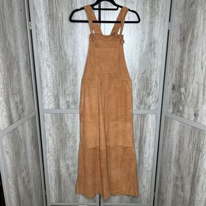 Free People Suede Leather Midi Jumper Dress A Line Goat Leather Boho Sz 4